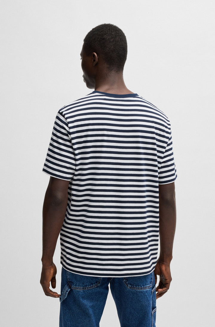 BOSS T-Shirts Relaxed Fit in Cotton - TALESSTRIPE 10252438 01-50499334- Concorde Fashion#color_white-100