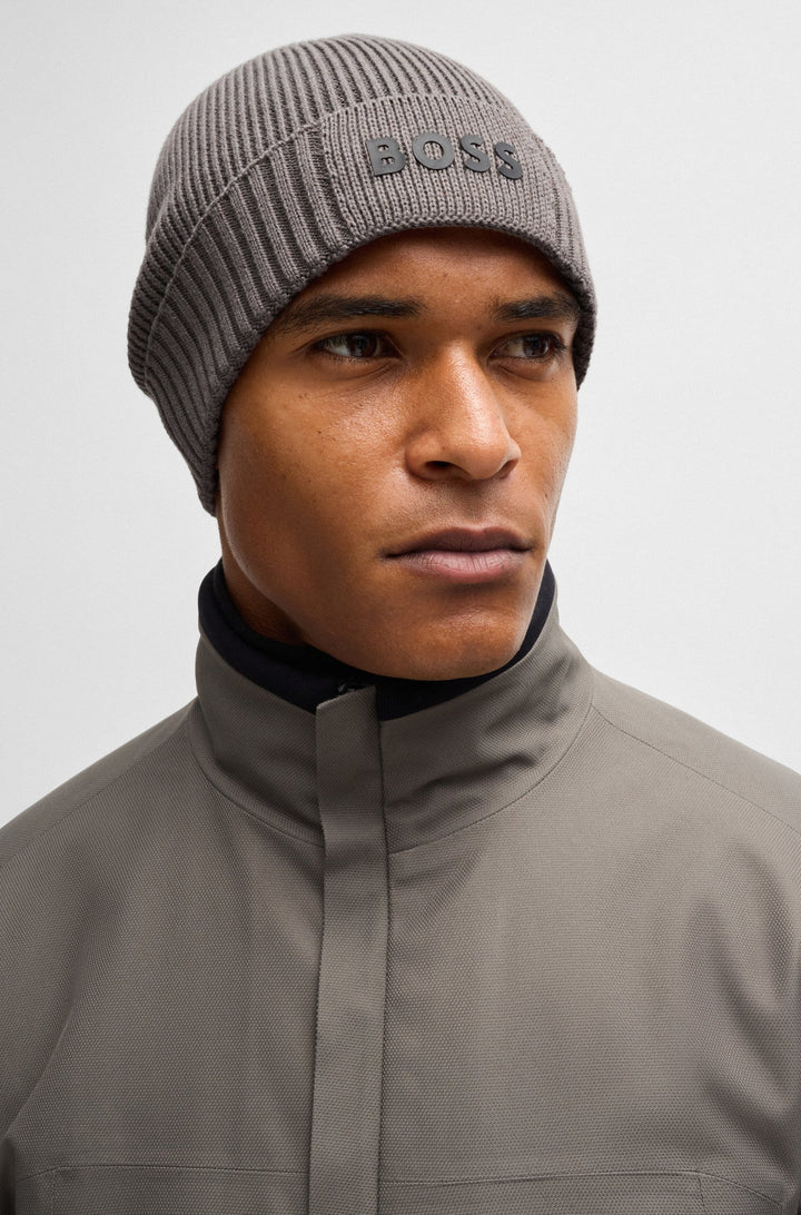 BOSS Hats  in Cotton Mix - ASIC_BEANIE-X 10252483 01-50499423- Concorde Fashion#color_grey-056
