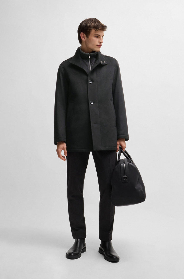 BOSS Coats Relaxed Fit in Wool Mix - H-COXTAN-234 10252595 02-50525750- Concorde Fashion#color_black-001