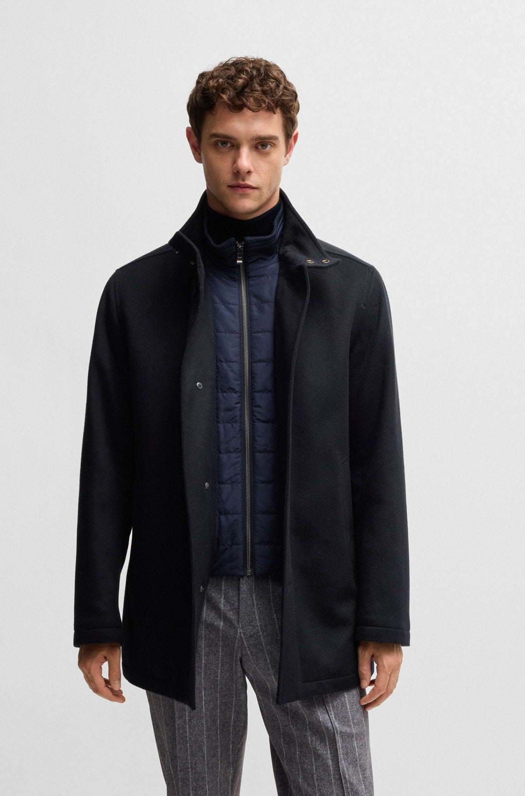 BOSS Coats Relaxed Fit in Wool Mix - H-COXTAN-234 10252595 02-50525750- Concorde Fashion#color_navy-404