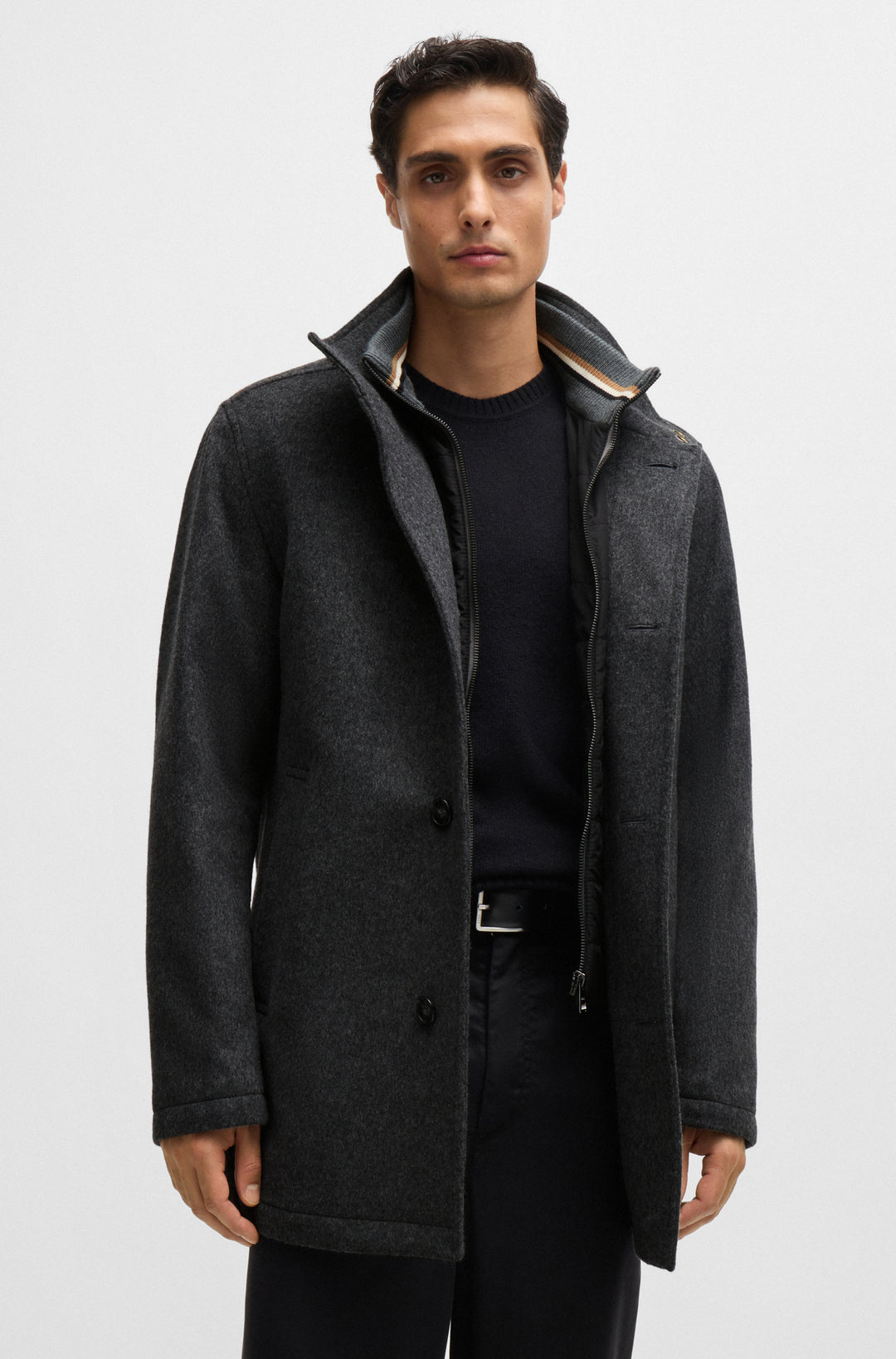 BOSS Coats Relaxed Fit in Wool Mix - H-COXTAN-234 10252595 02-50525750- Concorde Fashion#color_grey-030