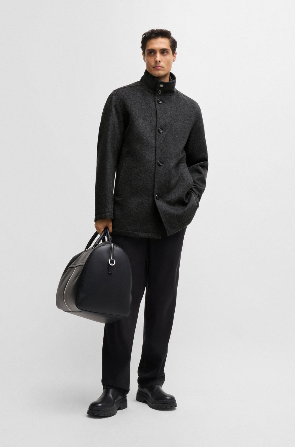 BOSS Coats Relaxed Fit in Wool Mix - H-COXTAN-234 10252595 02-50525750- Concorde Fashion#color_grey-030