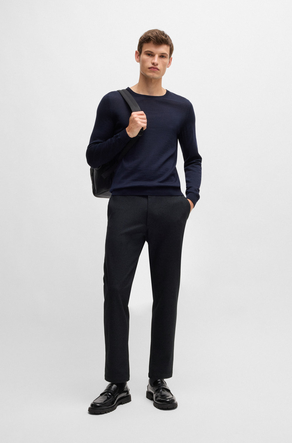 BOSS Trousers Regular Fit in Polyester Mix - C-KANE-RDS-J 10252815 01-50528392- Concorde Fashion#color_navy-405
