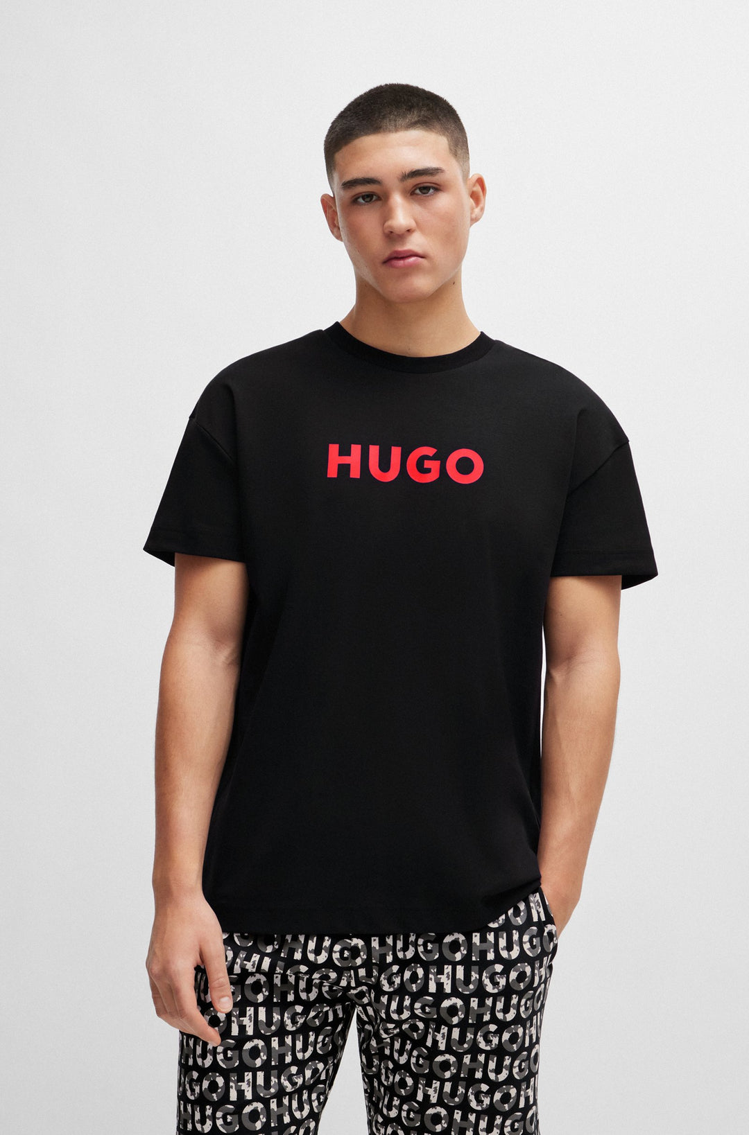 HUGO RED Relaxed Fit Pyjama Sets in Cotton Mix - CAMO LOGO SHORT SET 10253443 01-50514972- Concorde Fashion#color_black-001