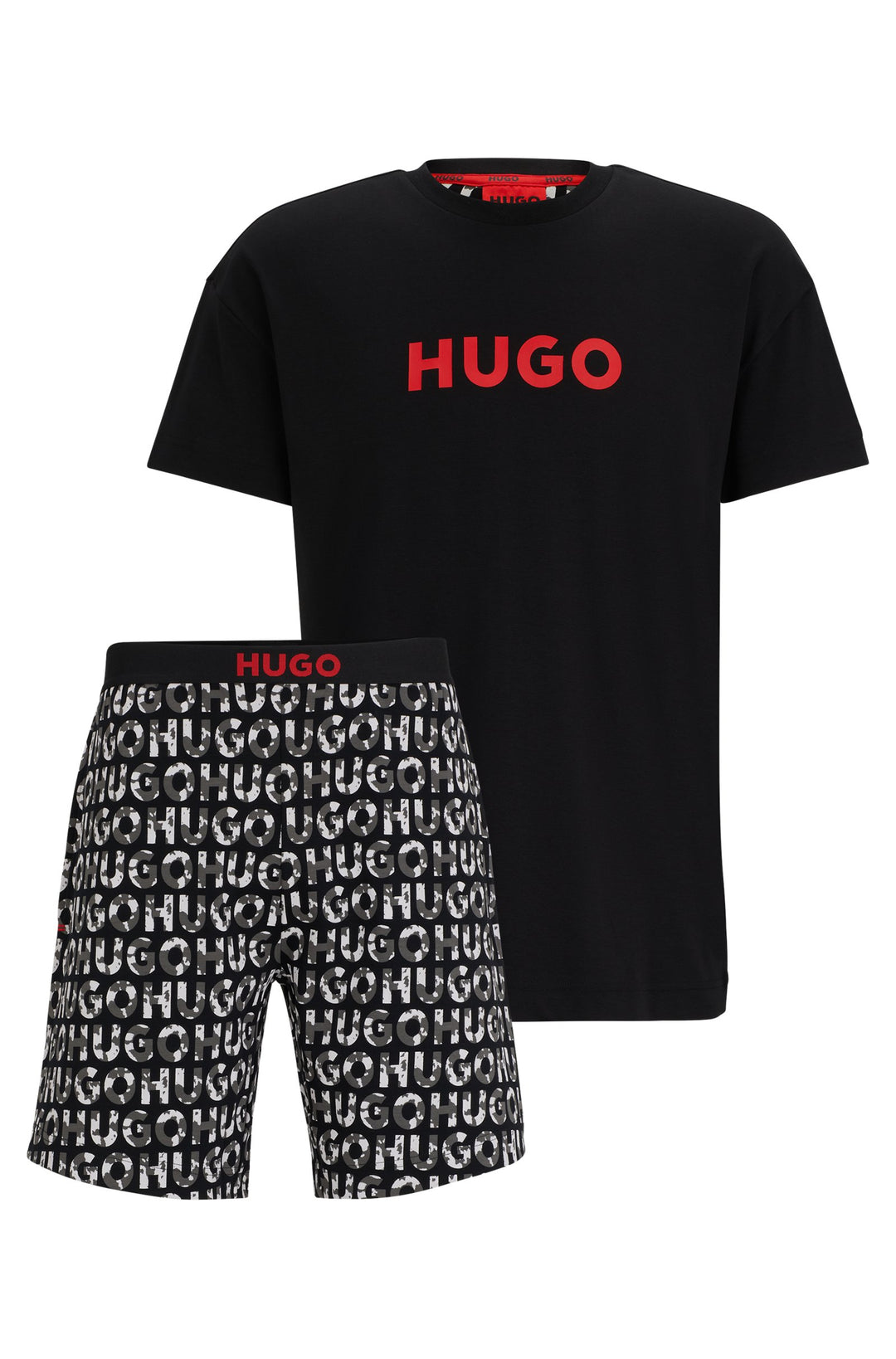 HUGO RED Relaxed Fit Pyjama Sets in Cotton Mix - CAMO LOGO SHORT SET 10253443 01-50514972- Concorde Fashion#color_black-001