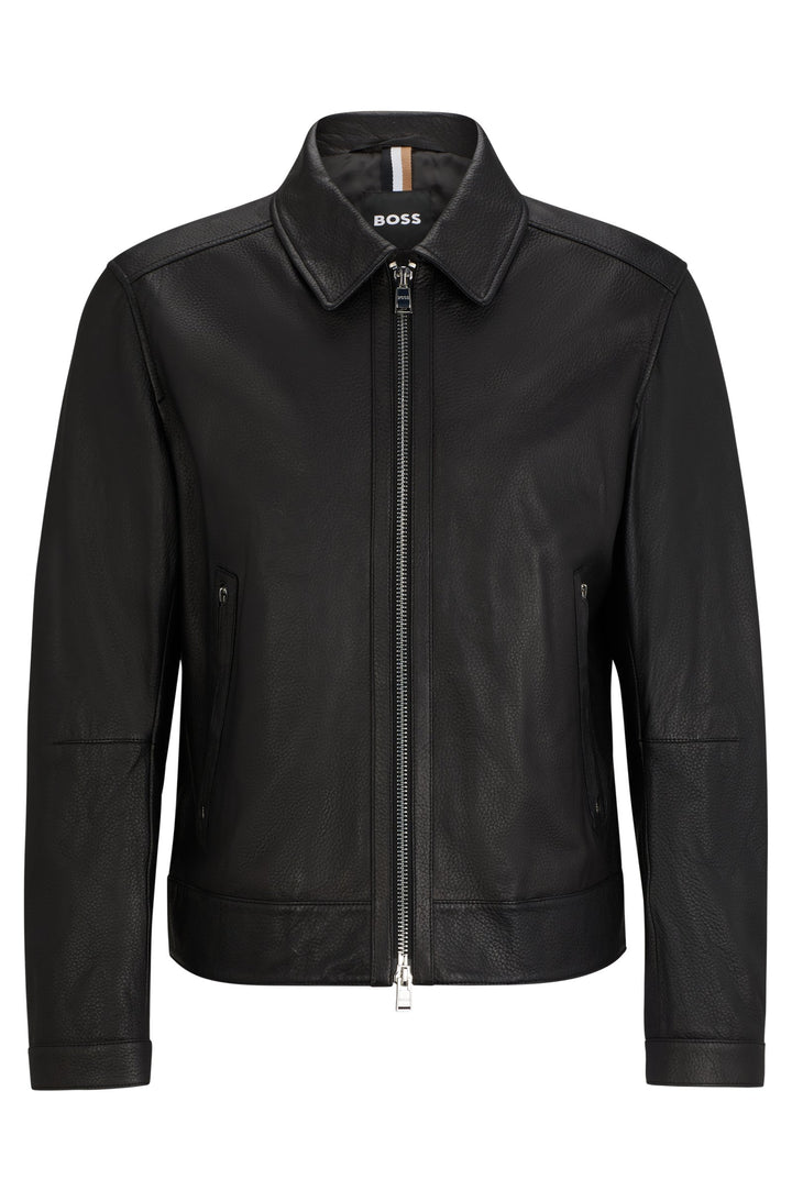 BOSS Regular Fit Casual Jackets in Leather - MAPSON3 10253444 01-50499425- Concorde Fashion#color_black-001
