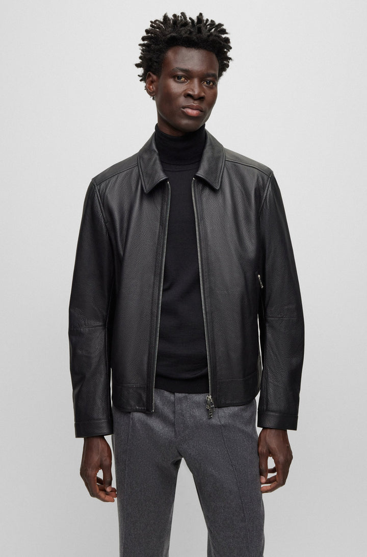 BOSS Regular Fit Casual Jackets in Leather - MAPSON3 10253444 01-50499425- Concorde Fashion#color_black-001