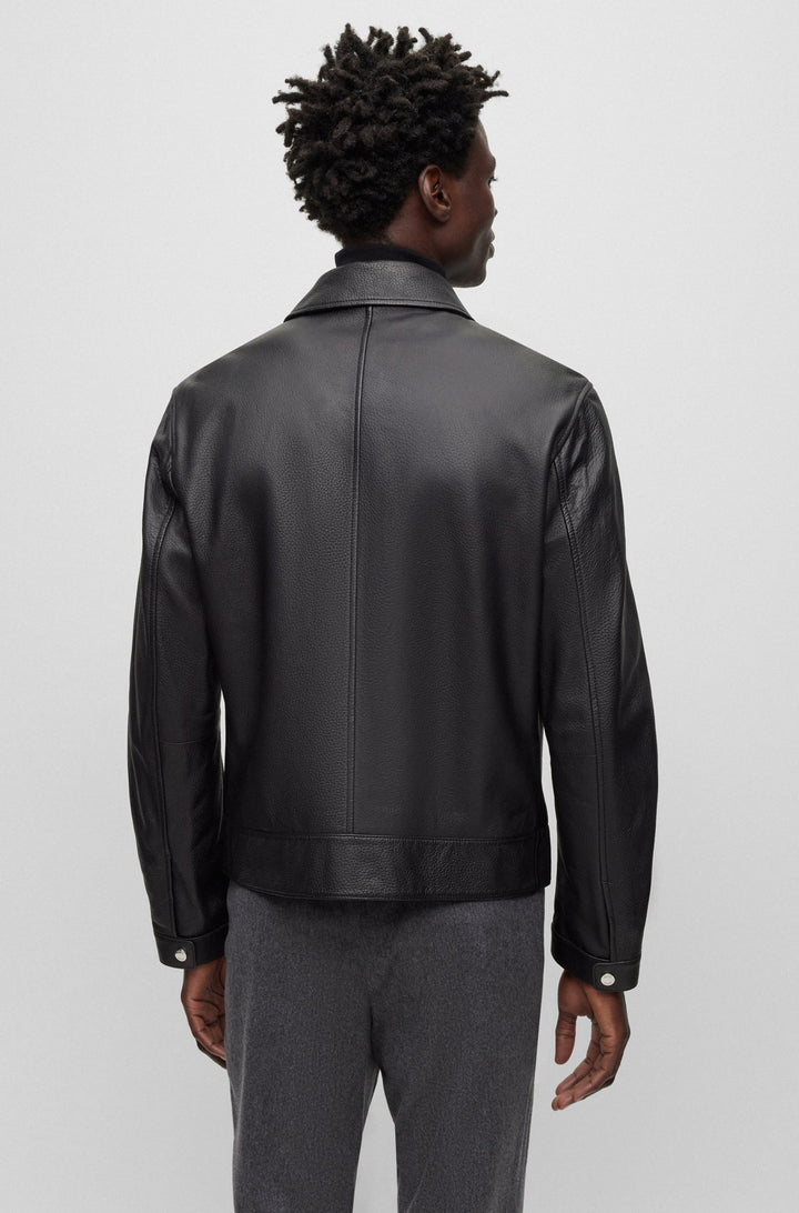 BOSS Regular Fit Casual Jackets in Leather - MAPSON3 10253444 01-50499425- Concorde Fashion#color_black-001