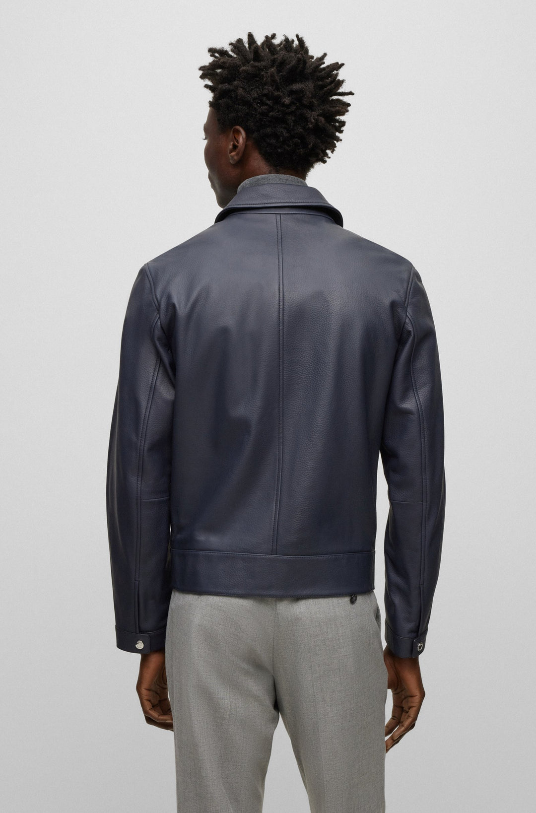 BOSS Regular Fit Casual Jackets in Leather - MAPSON3 10253444 01-50499425- Concorde Fashion#color_navy-404