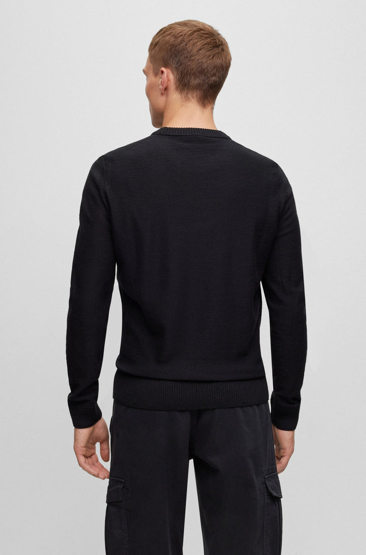 BOSS Sweaters Regular Fit in Wool Mix - AVAC_C 10253448 01-50501762- Concorde Fashion#color_black-001