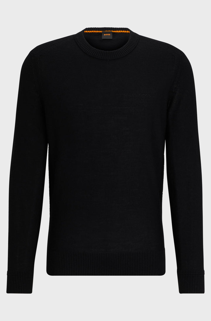 BOSS Sweaters Regular Fit in Wool Mix - AVAC_C 10253448 01-50501762- Concorde Fashion#color_black-001