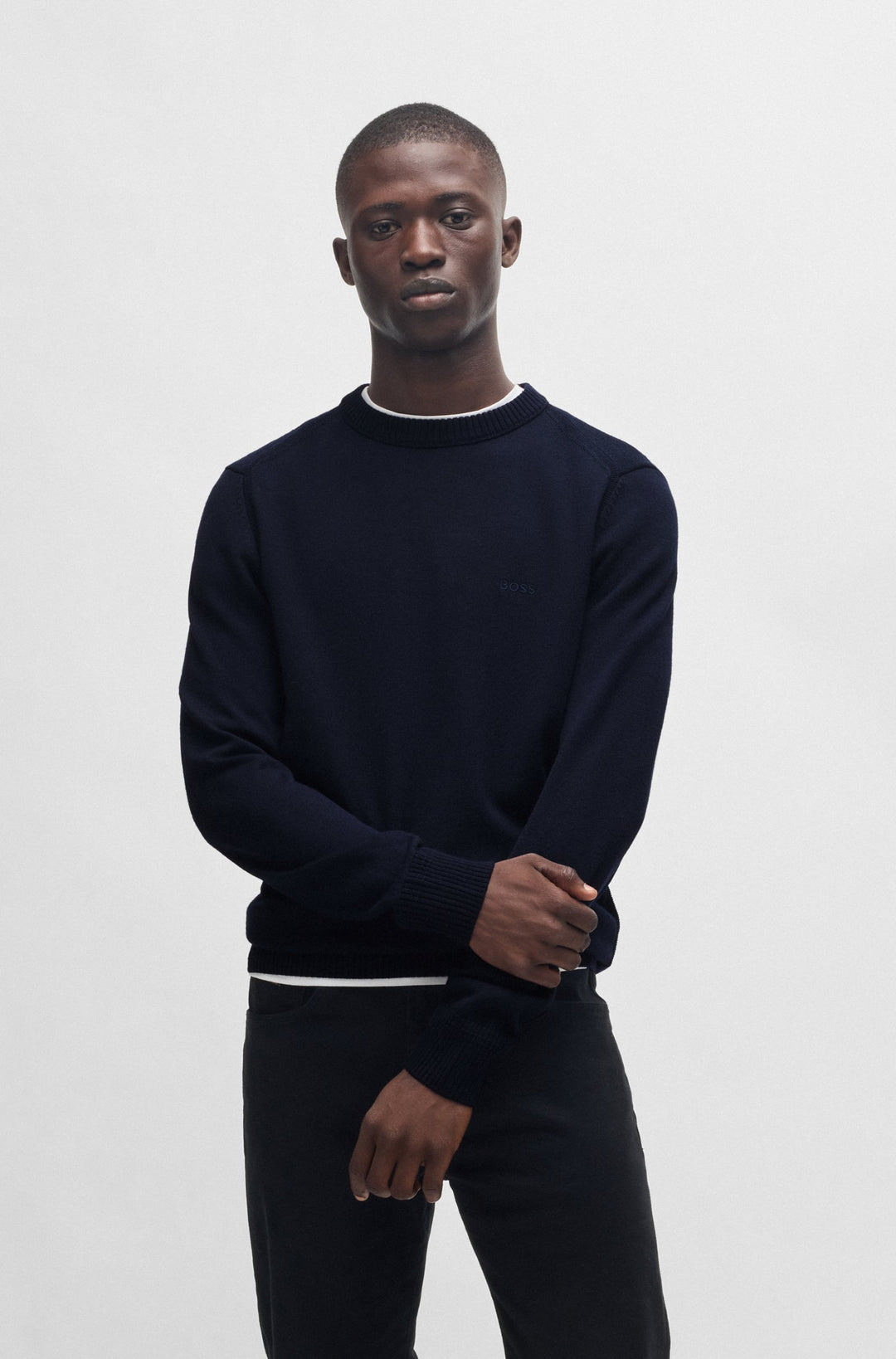 BOSS Sweaters Regular Fit in Wool Mix - AVAC_C 10253448 01-50501762- Concorde Fashion#color_navy-404