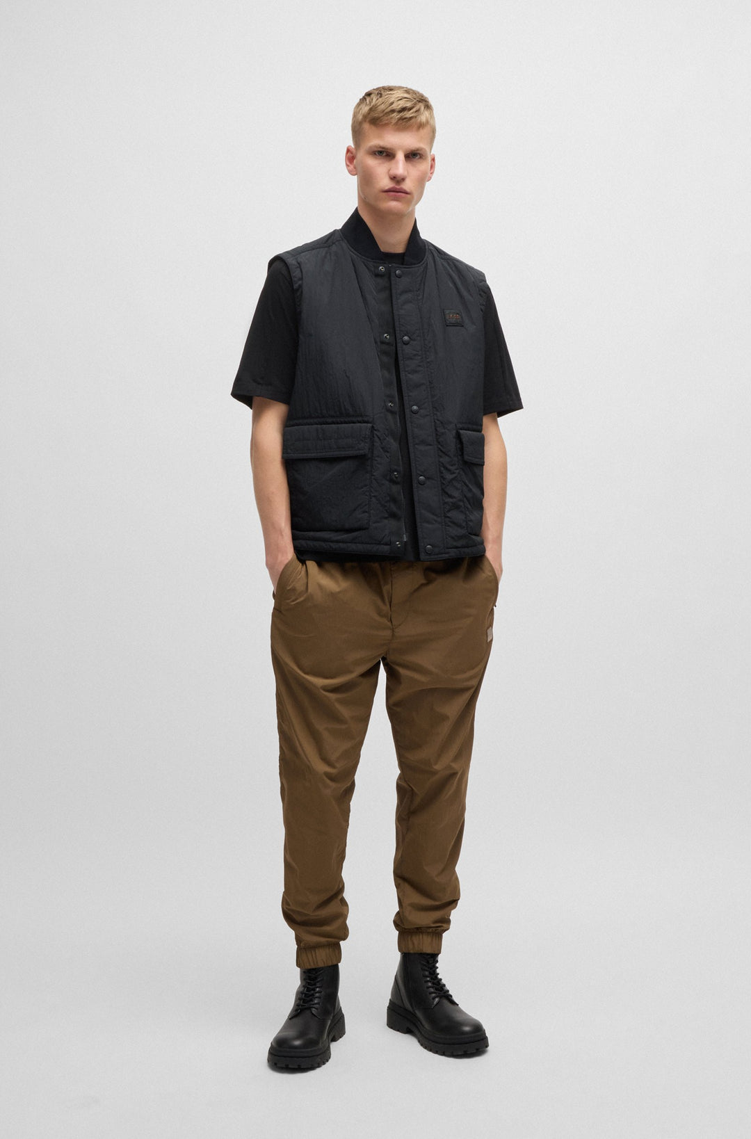 BOSS Vests Regular Fit in Nylon - OCOMO1-W 10254731 01-50518305- Concorde Fashion#color_black-001