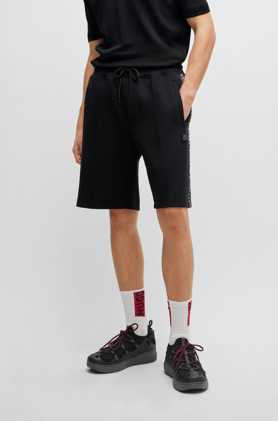 HUGO RED Relaxed Fit Shorts in Cotton Mix - DESORT 10254770 01-50510122- Concorde Fashion#color_black-001