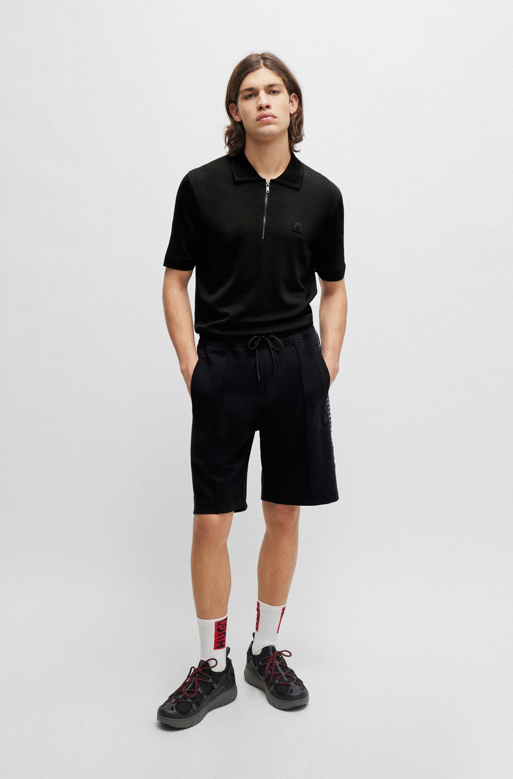 HUGO RED Relaxed Fit Shorts in Cotton Mix - DESORT 10254770 01-50510122- Concorde Fashion#color_black-001