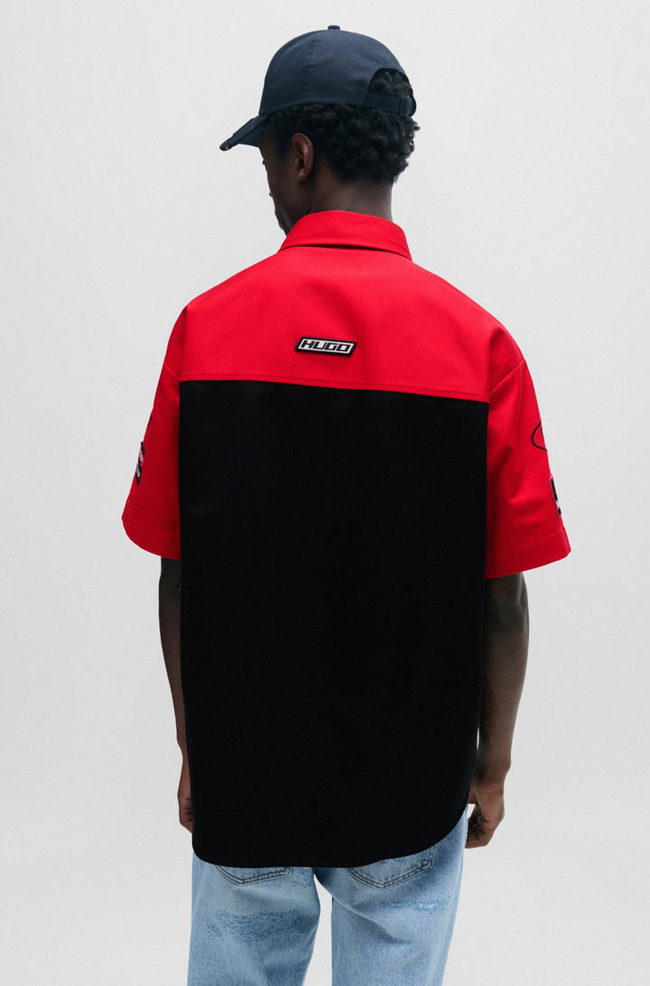HUGO Oversized Fit Casual Shirts in Cotton - ESCAR 10254828 01-50508649- Concorde Fashion#color_black-001