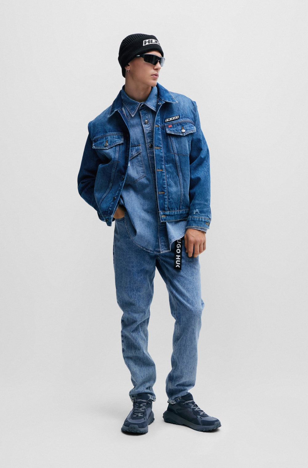 HUGO Oversized Fit Casual Shirts in Cotton - ELPAZO 10254848 01-50508669- Concorde Fashion#color_blue-450