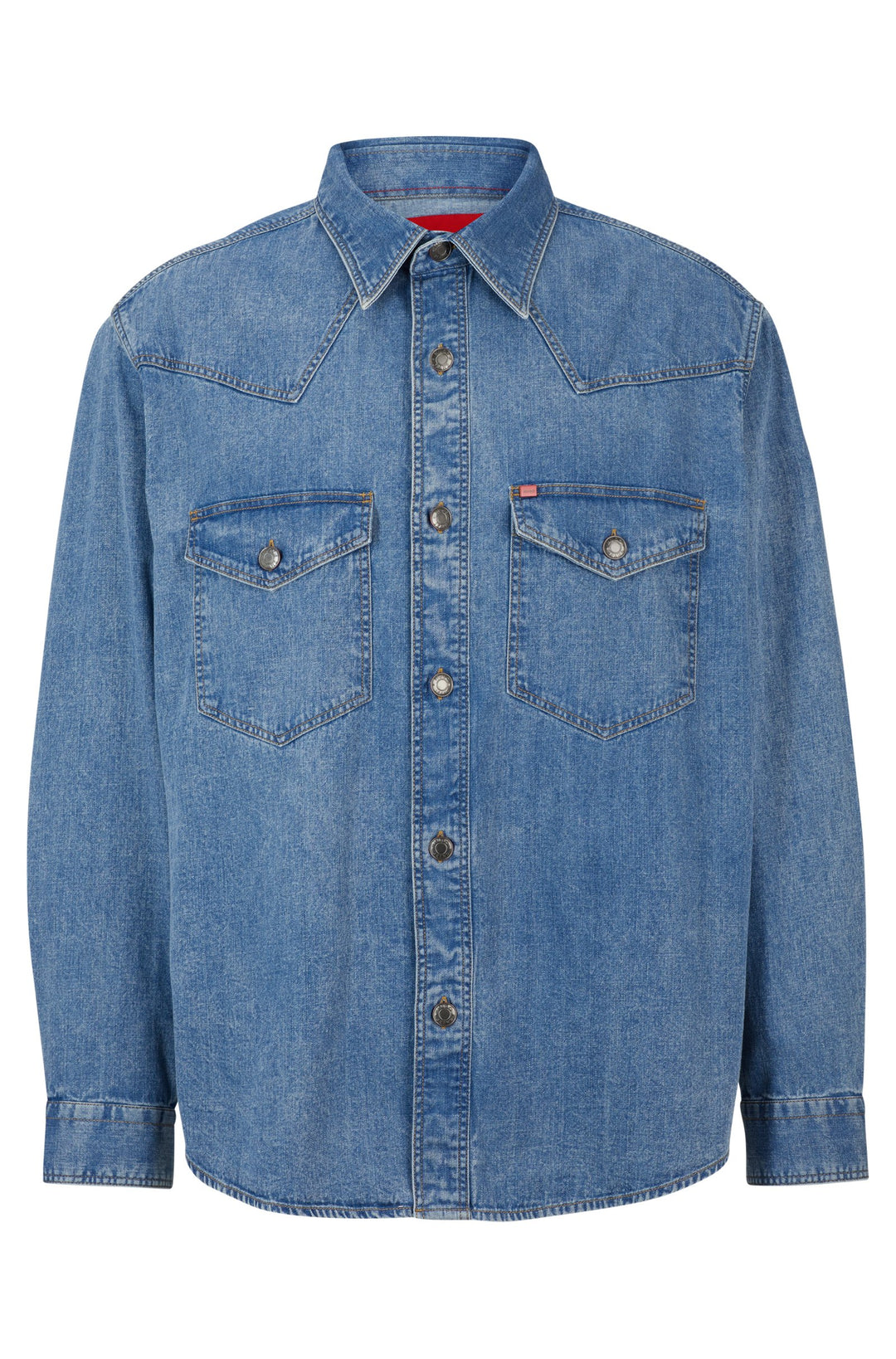 HUGO Oversized Fit Casual Shirts in Cotton - ELPAZO 10254848 01-50508669- Concorde Fashion#color_blue-450
