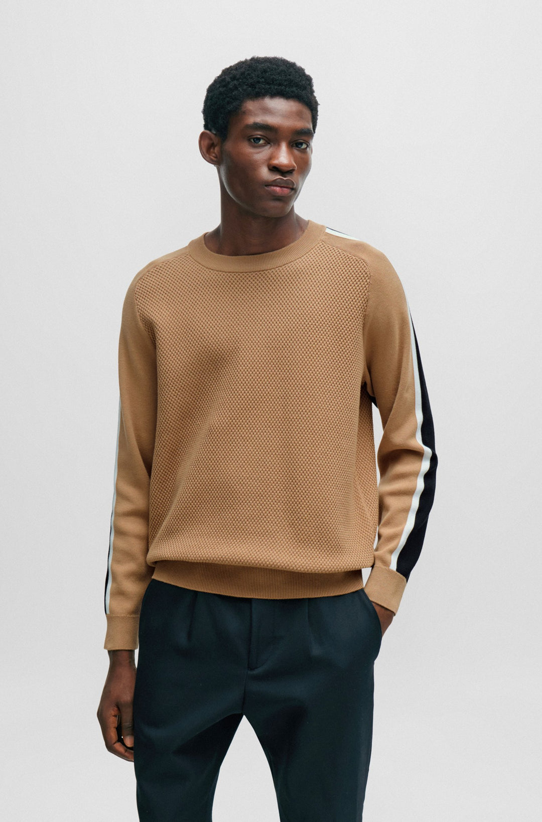 BOSS Regular Fit Sweaters in Cotton - PONTEVICO 10255157 01-50506020- Concorde Fashion#color_beige-260