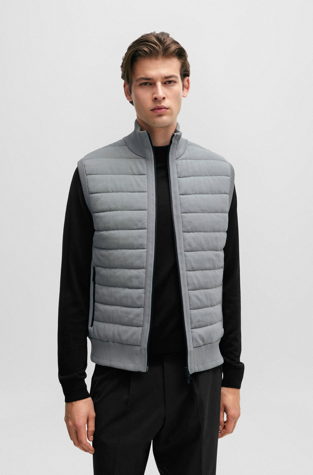 BOSS Regular Fit Vests in Polyester Mix - P-PALLADINO 10255162 01-50505999- Concorde Fashion#color_silver-047