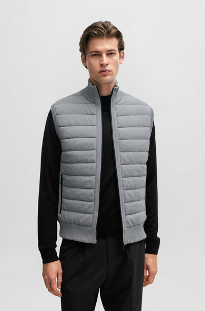 BOSS Regular Fit Vests in Polyester Mix - P-PALLADINO 10255162 01-50505999- Concorde Fashion#color_silver-047