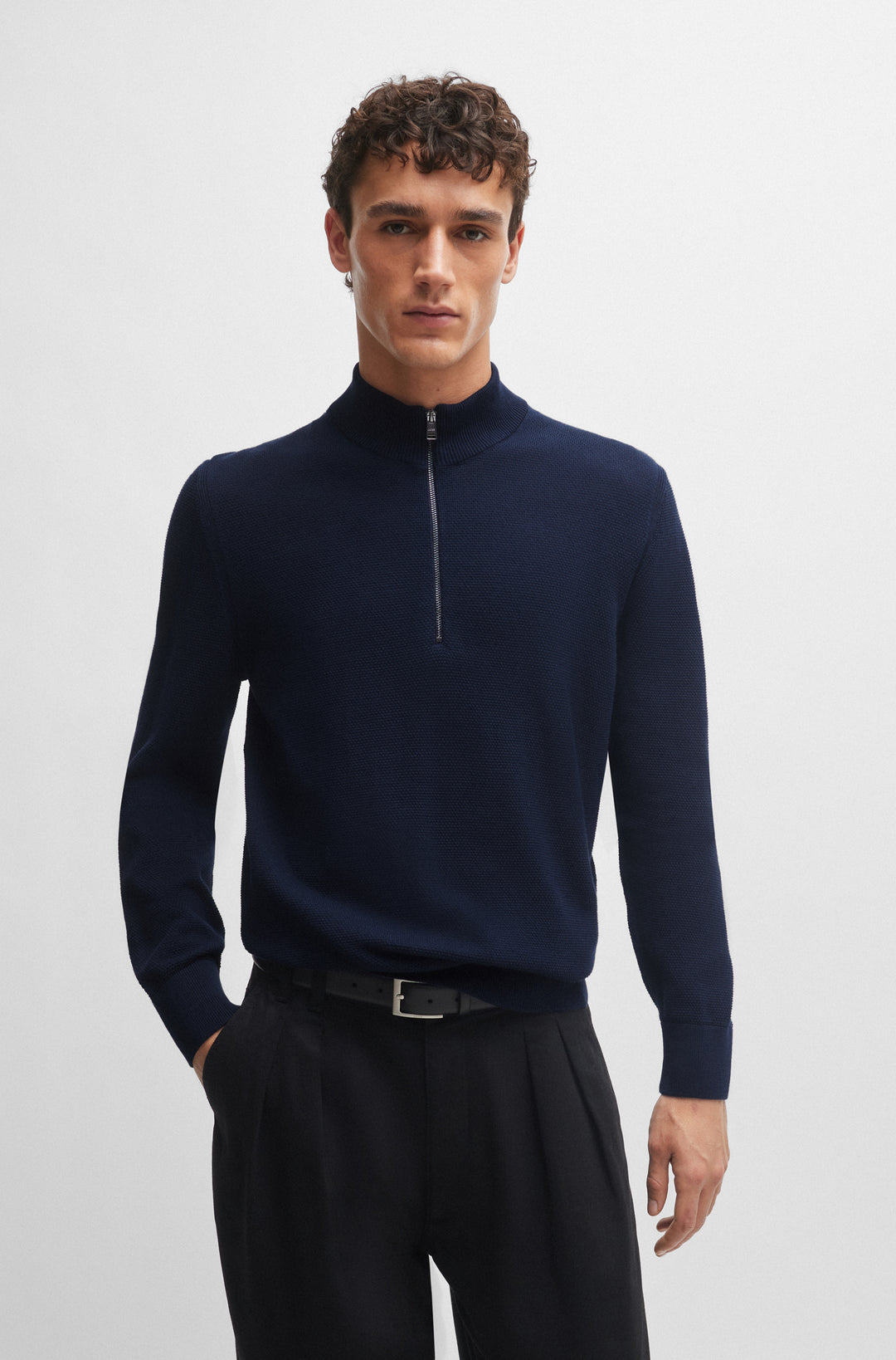 BOSS Sweaters Regular Fit in Cotton - EBRANDO-P 10255179 01-50505997- Concorde Fashion#color_navy-404
