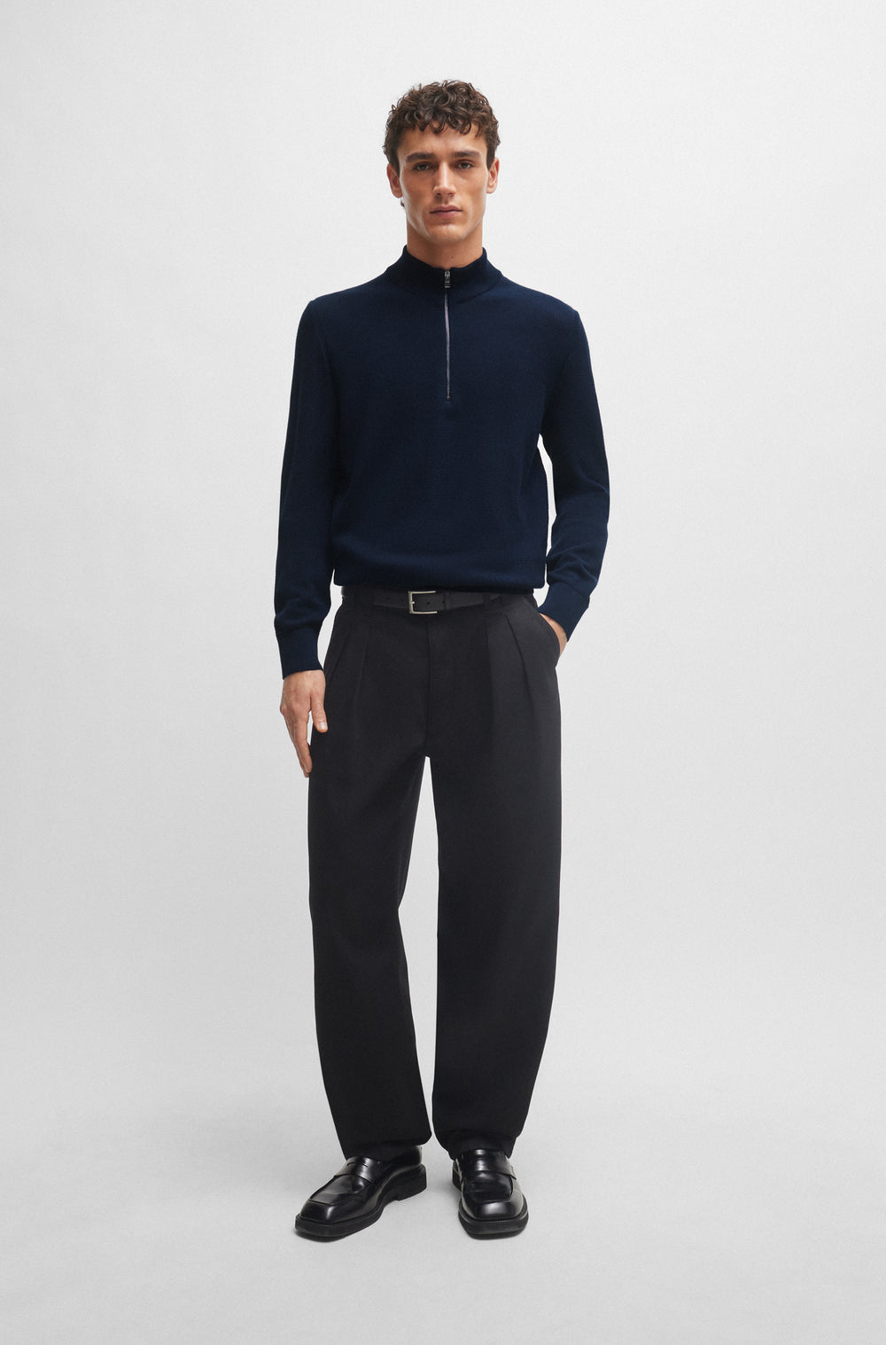 BOSS Sweaters Regular Fit in Cotton - EBRANDO-P 10255179 01-50505997- Concorde Fashion#color_navy-404