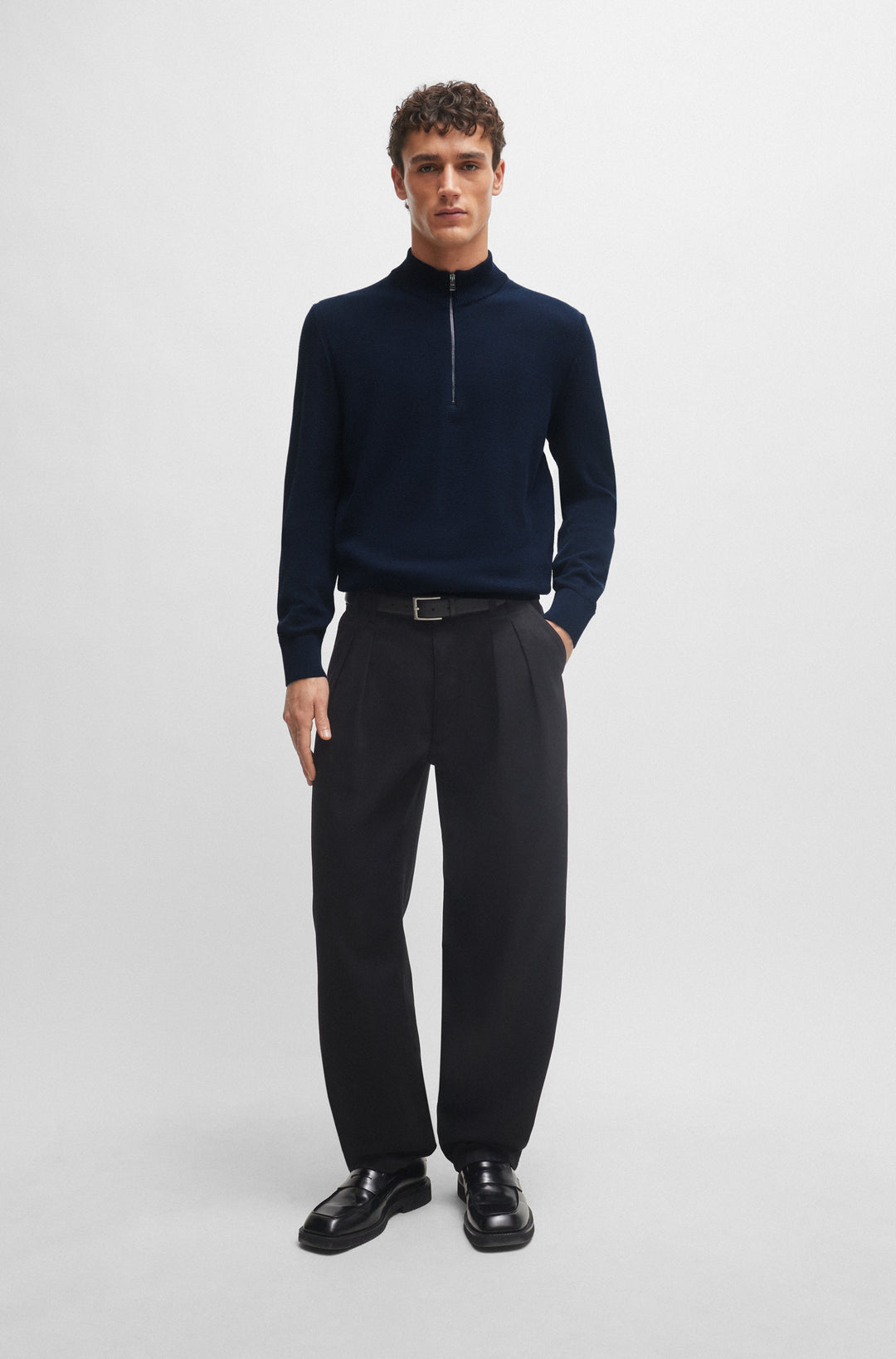 BOSS Sweaters Regular Fit in Cotton - EBRANDO-P 10255179 01-50505997- Concorde Fashion#color_navy-404