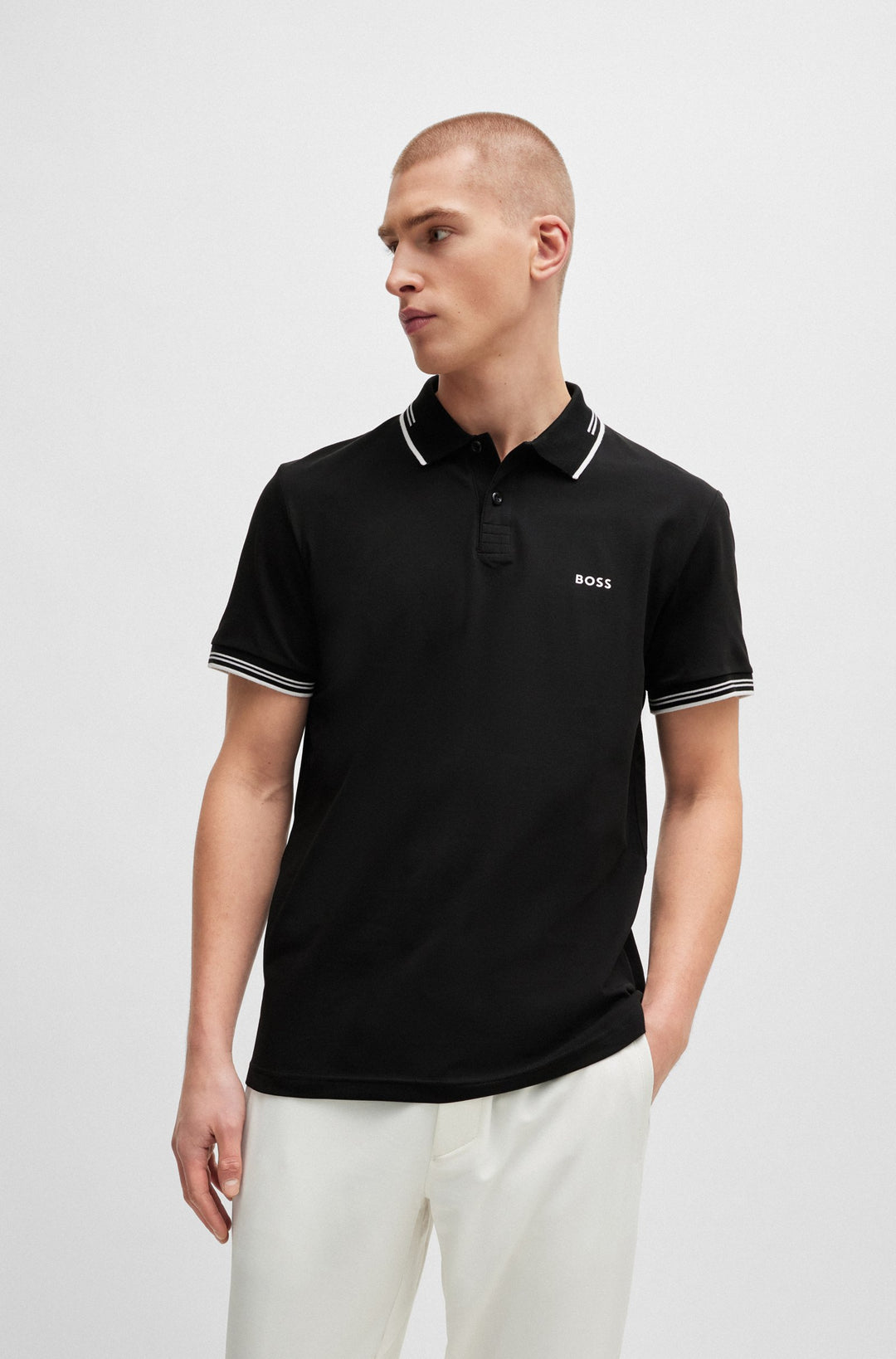 BOSS Polos Slim Fit in Cotton Mix - PAUL 10255848 01-50506193- Concorde Fashion#color_black-001
