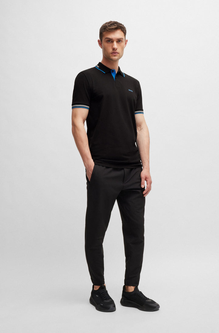 BOSS Polos Slim Fit in Cotton Mix - PAUL 10255848 01-50506193- Concorde Fashion#color_black-004