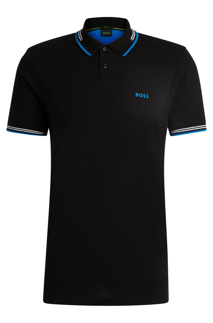 BOSS Polos Slim Fit in Cotton Mix - PAUL 10255848 01-50506193- Concorde Fashion#color_black-004