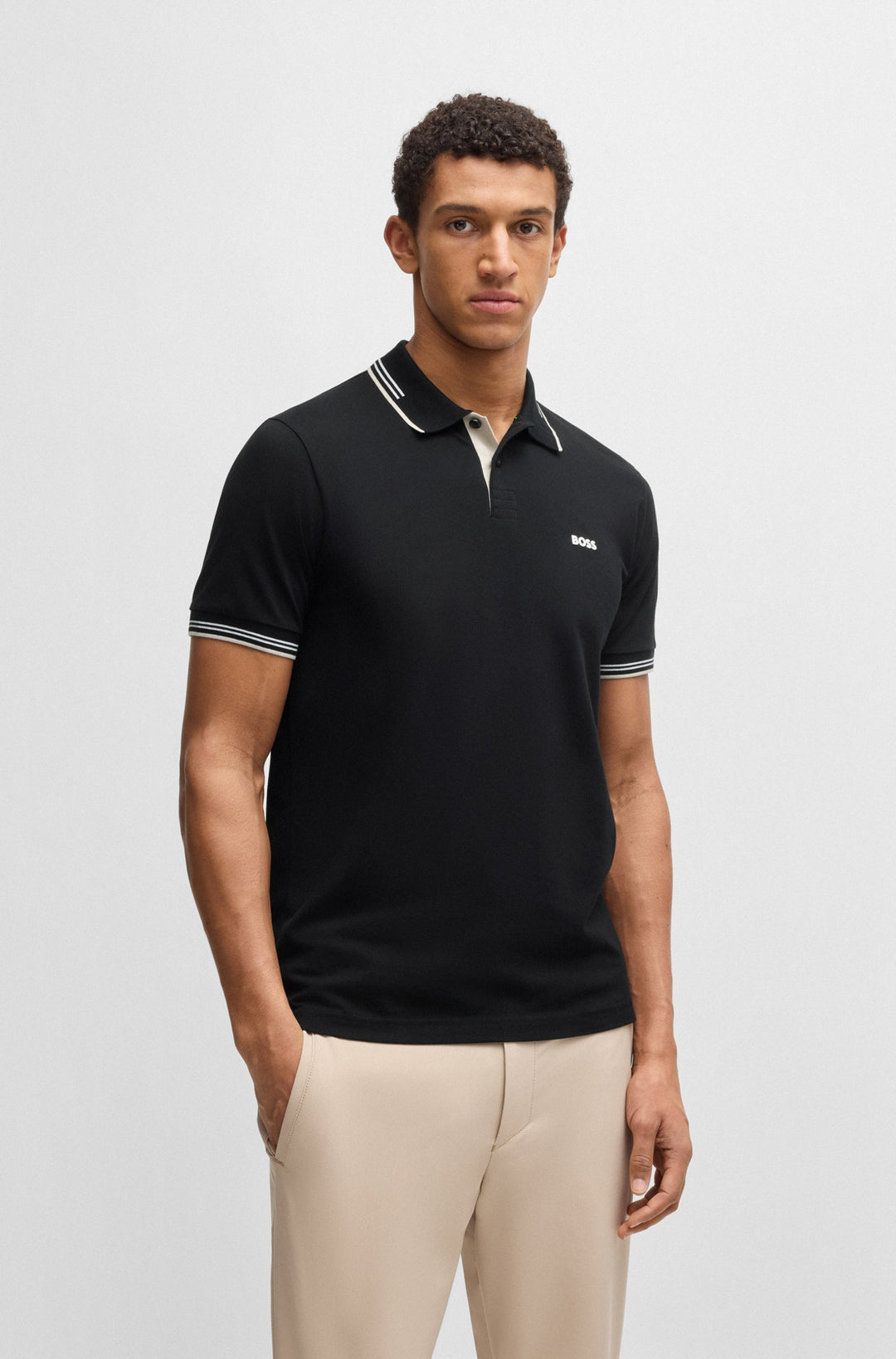 BOSS Polos Slim Fit in Cotton Mix - PAUL 10255848 01-50506193- Concorde Fashion#color_black-007