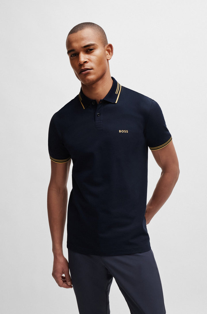 BOSS Polos Slim Fit in Cotton Mix - PAUL 10255848 01-50506193- Concorde Fashion#color_navy-401