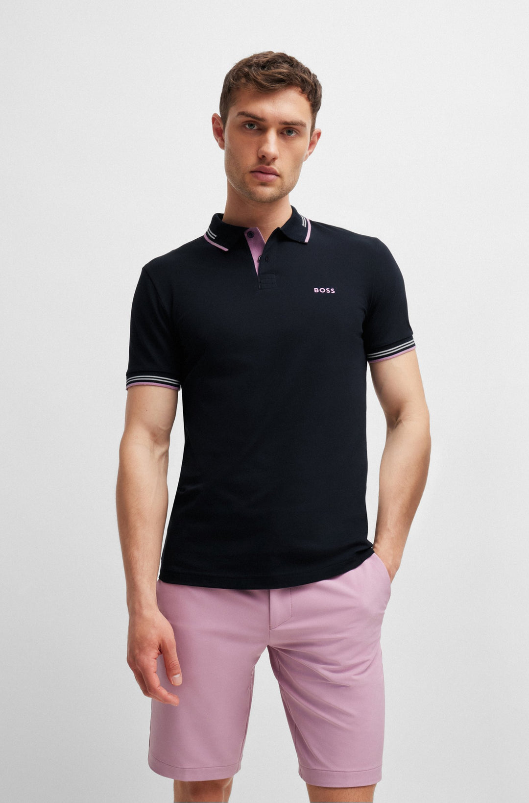 BOSS Polos Slim Fit in Cotton Mix - PAUL 10255848 01-50506193- Concorde Fashion#color_navy-403