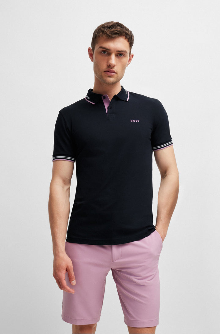 BOSS Polos Slim Fit in Cotton Mix - PAUL 10255848 01-50506193- Concorde Fashion#color_navy-403