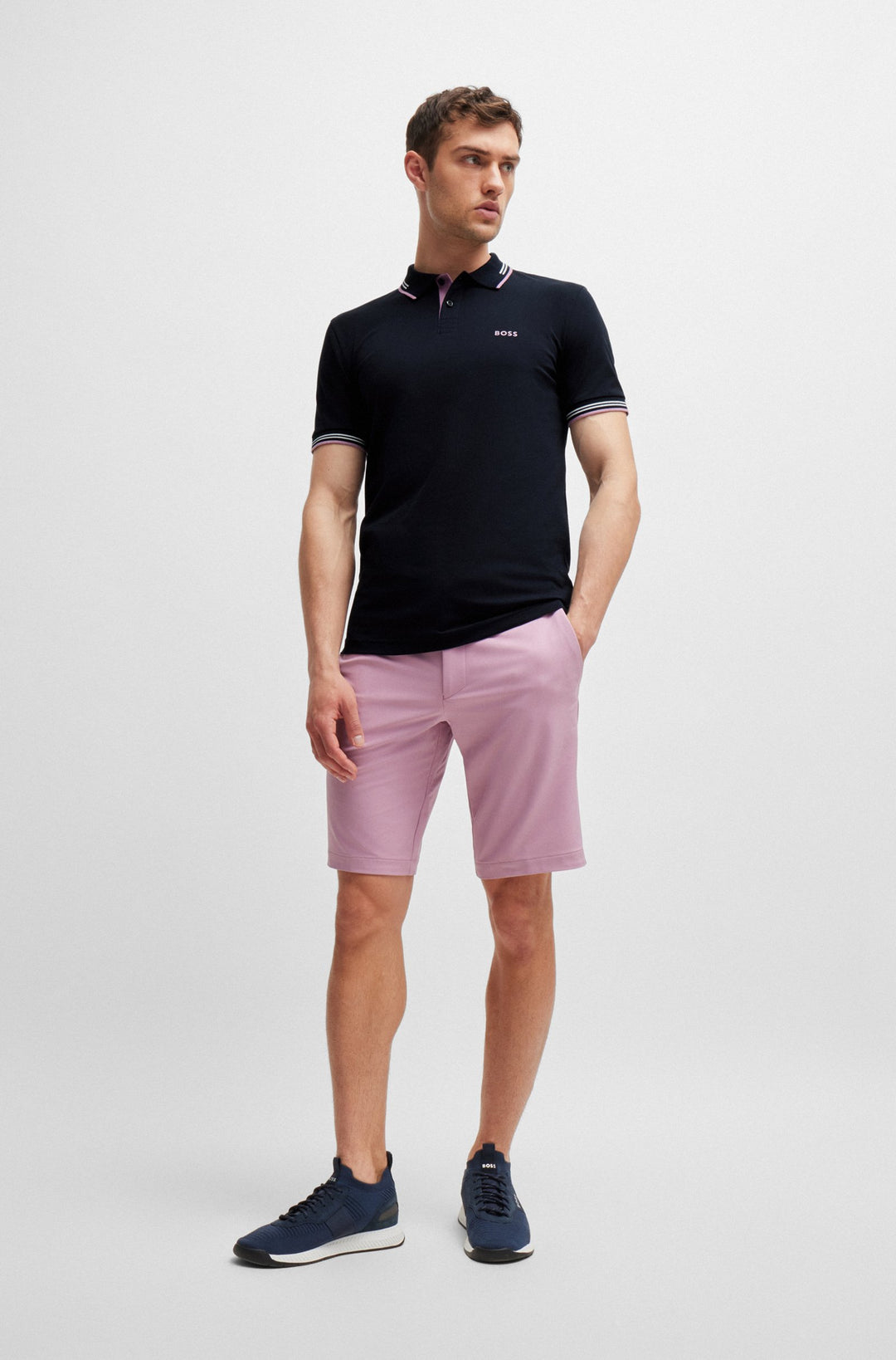 BOSS Polos Slim Fit in Cotton Mix - PAUL 10255848 01-50506193- Concorde Fashion#color_navy-403