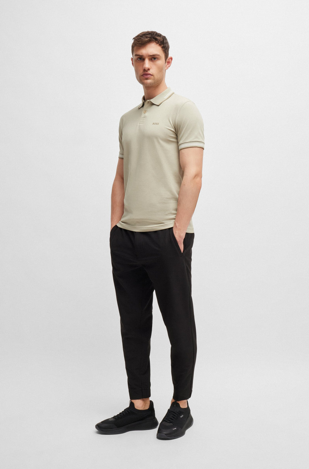 BOSS Polos Slim Fit in Cotton Mix - PAUL 10255848 01-50506193- Concorde Fashion#color_beige-272