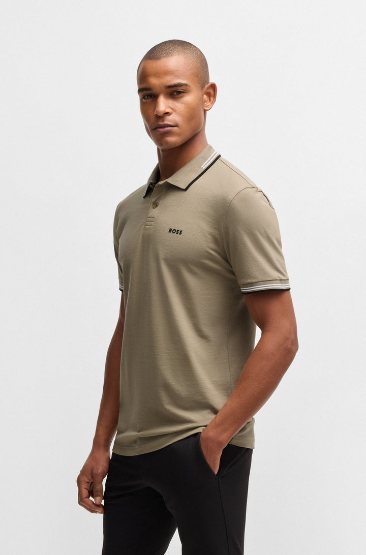 BOSS Polos Slim Fit in Cotton Mix - PAUL 10255848 01-50506193- Concorde Fashion#color_green-334