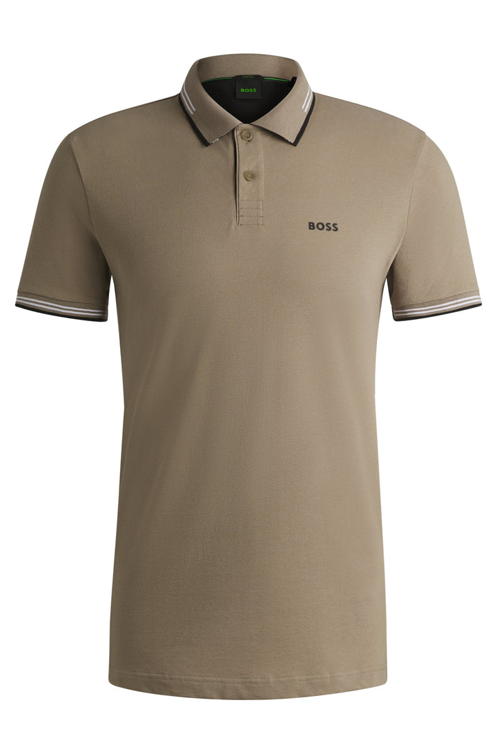 BOSS Polos Slim Fit in Cotton Mix - PAUL 10255848 01-50506193- Concorde Fashion#color_green-334