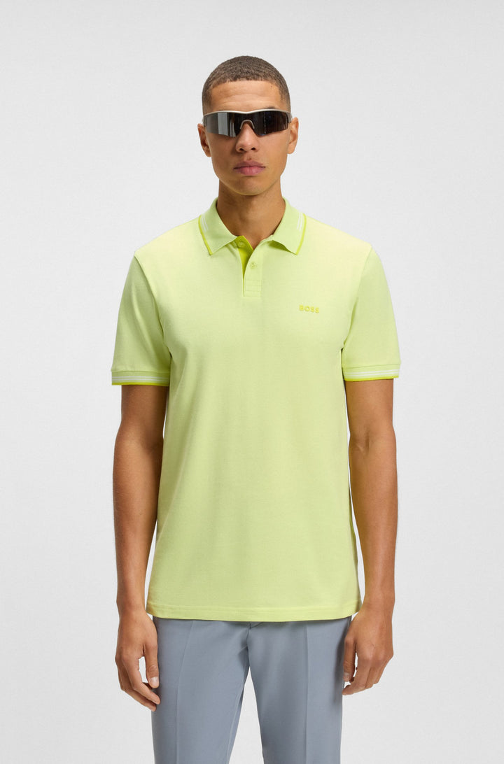 BOSS Polos Slim Fit in Cotton Mix - PAUL 10255848 01-50506193- Concorde Fashion#color_green-337