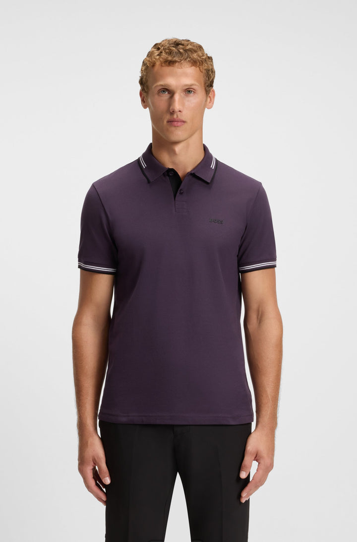 BOSS Polos Slim Fit in Cotton Mix - PAUL 10255848 01-50506193- Concorde Fashion#color_purple-517