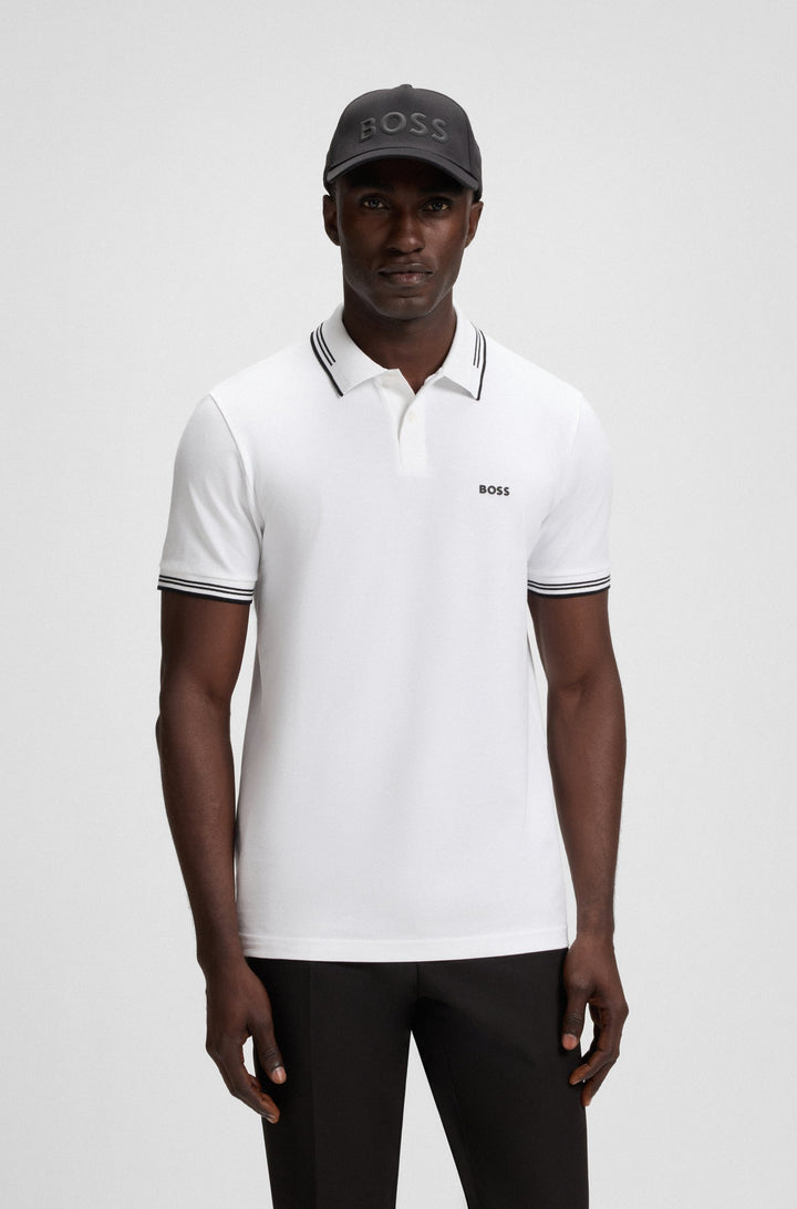 BOSS Polos Slim Fit in Cotton Mix - PAUL 10255848 01-50506193- Concorde Fashion#color_white-107