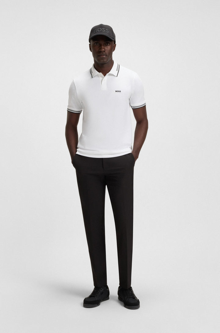 BOSS Polos Slim Fit in Cotton Mix - PAUL 10255848 01-50506193- Concorde Fashion#color_white-107