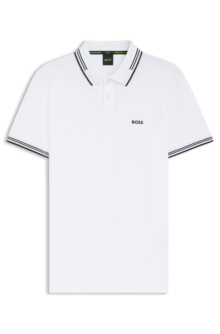 BOSS Polos Slim Fit in Cotton Mix - PAUL 10255848 01-50506193- Concorde Fashion#color_white-107