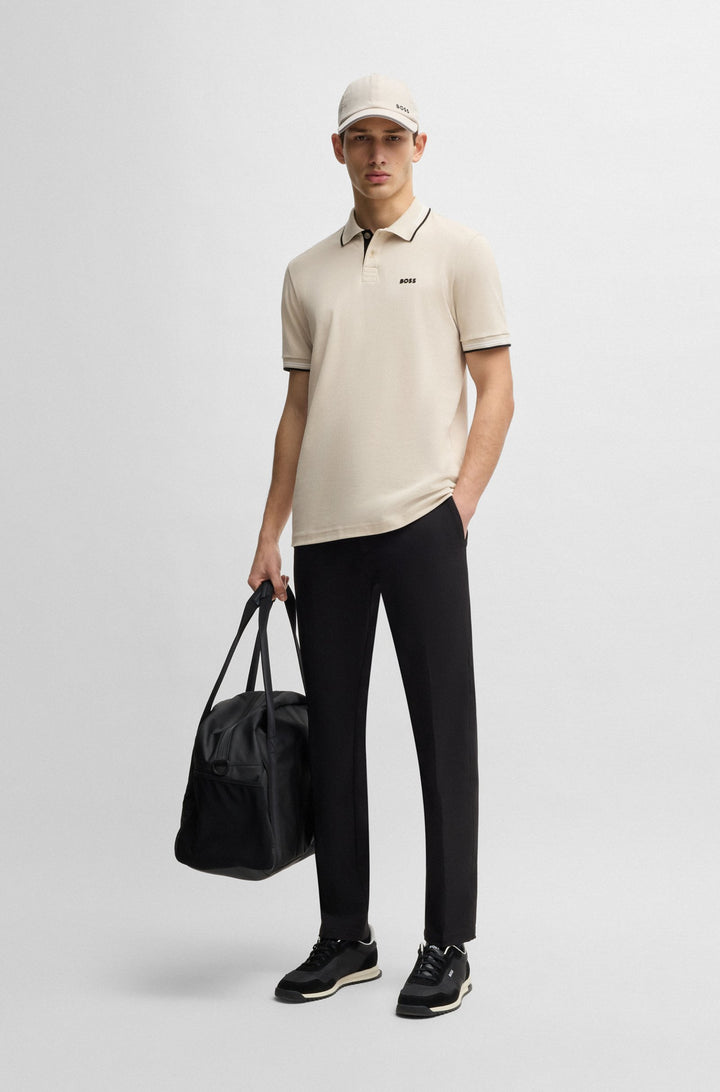 BOSS Polos Slim Fit in Cotton Mix - PAUL 10255848 01-50506193- Concorde Fashion#color_beige-284