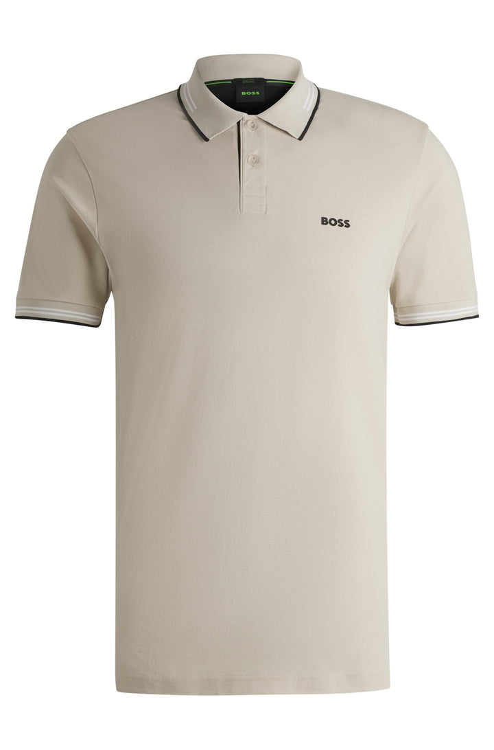 BOSS Polos Slim Fit in Cotton Mix - PAUL 10255848 01-50506193- Concorde Fashion#color_beige-284