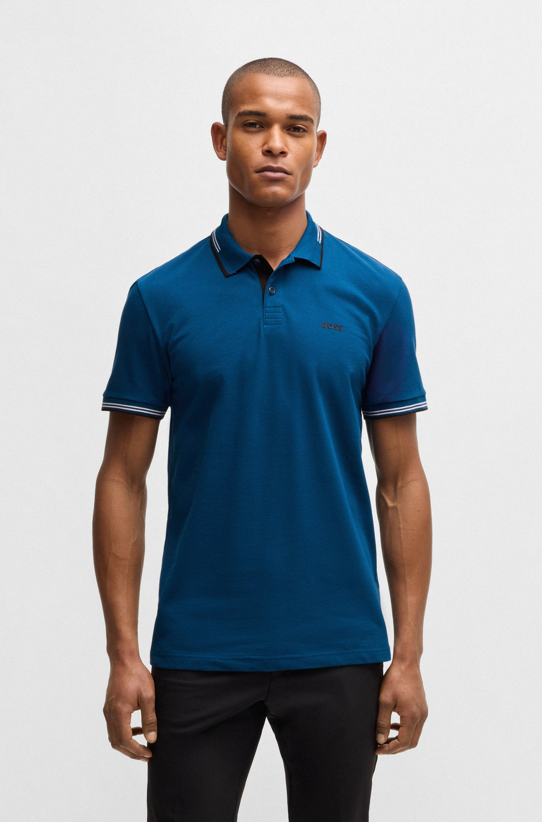 BOSS Polos Slim Fit in Cotton Mix - PAUL 10255848 01-50506193- Concorde Fashion#color_blue-494