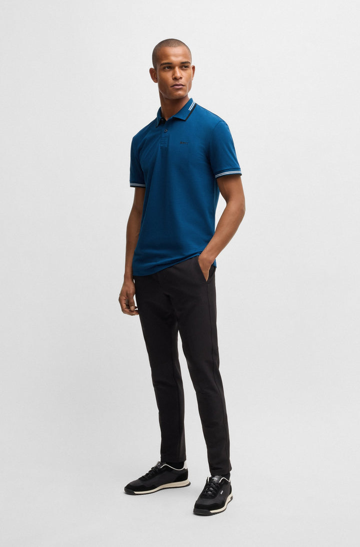 BOSS Polos Slim Fit in Cotton Mix - PAUL 10255848 01-50506193- Concorde Fashion#color_blue-494