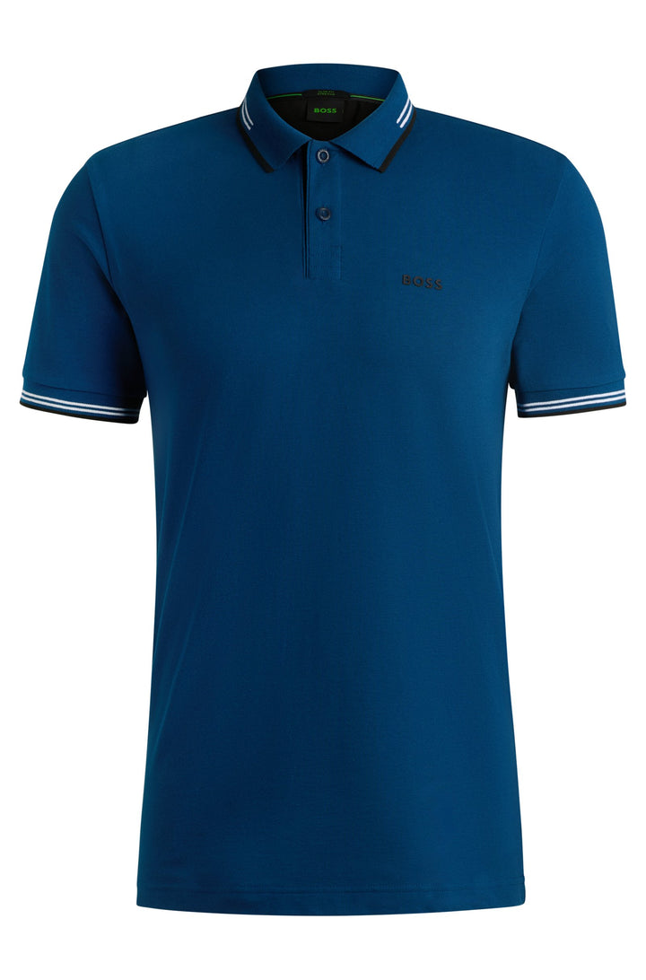 BOSS Polos Slim Fit in Cotton Mix - PAUL 10255848 01-50506193- Concorde Fashion#color_blue-494