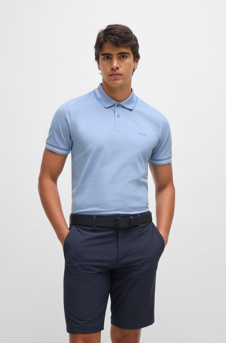 BOSS Polos Slim Fit in Cotton Mix - PAUL 10255848 01-50506193- Concorde Fashion#color_blue-498